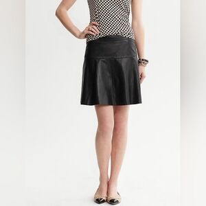Banana Republic Leather Fit And Flare Mini Skirt